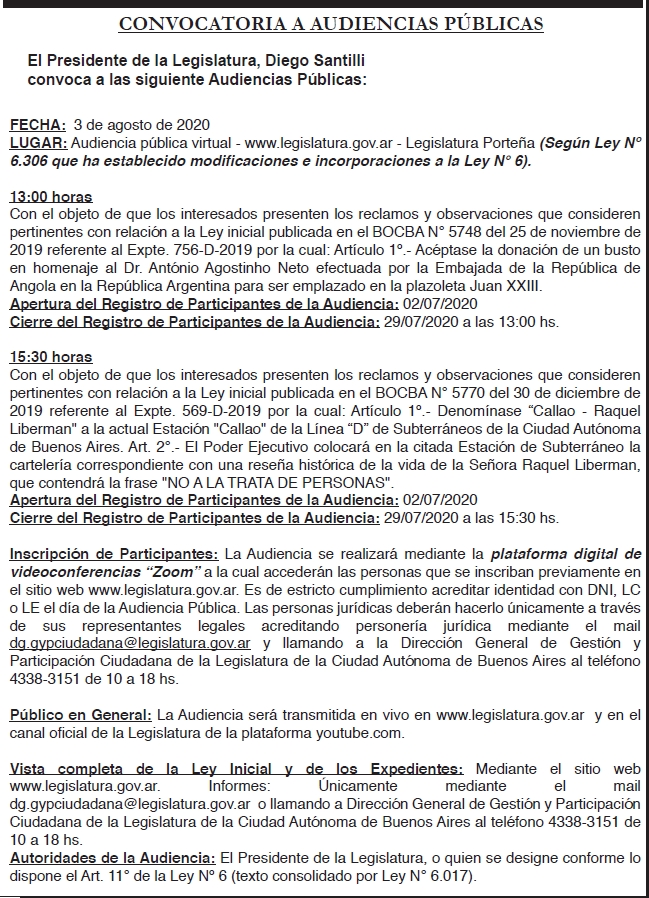 Audiencia publica del 3 de agosto