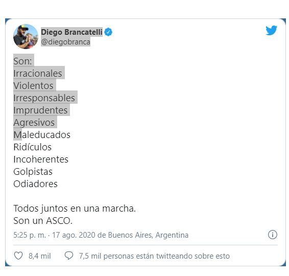 Brancatelli dijo son un asco